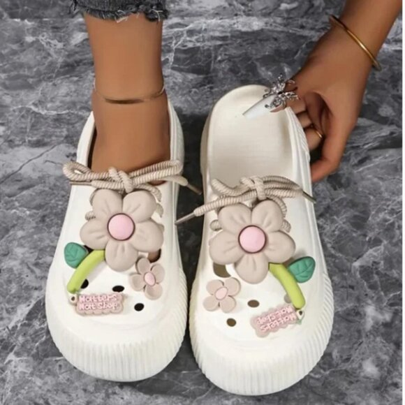 Cream and White Clogs - Picture 7 of 7